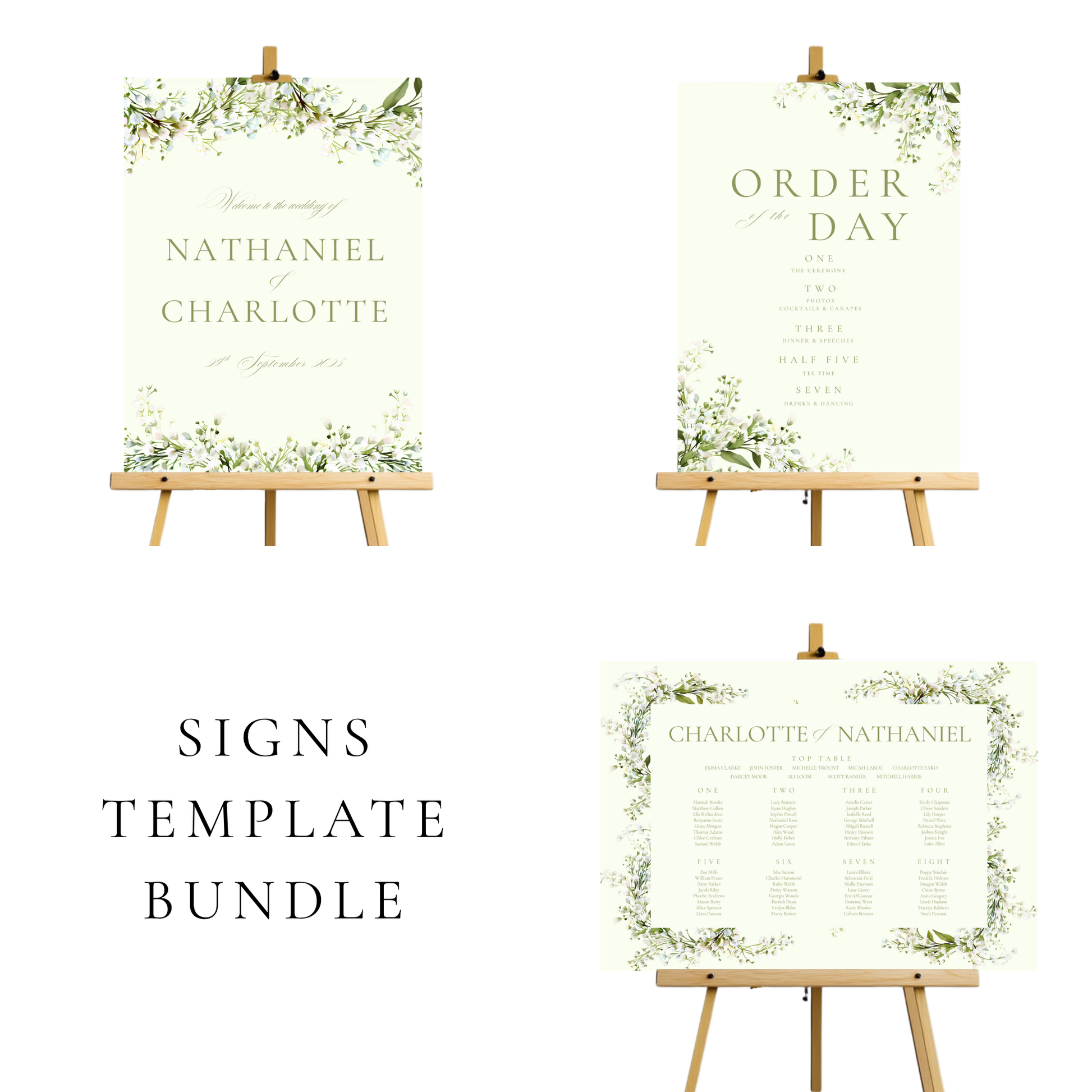 Baby's Breath Gypsophila Wedding Signs Templates