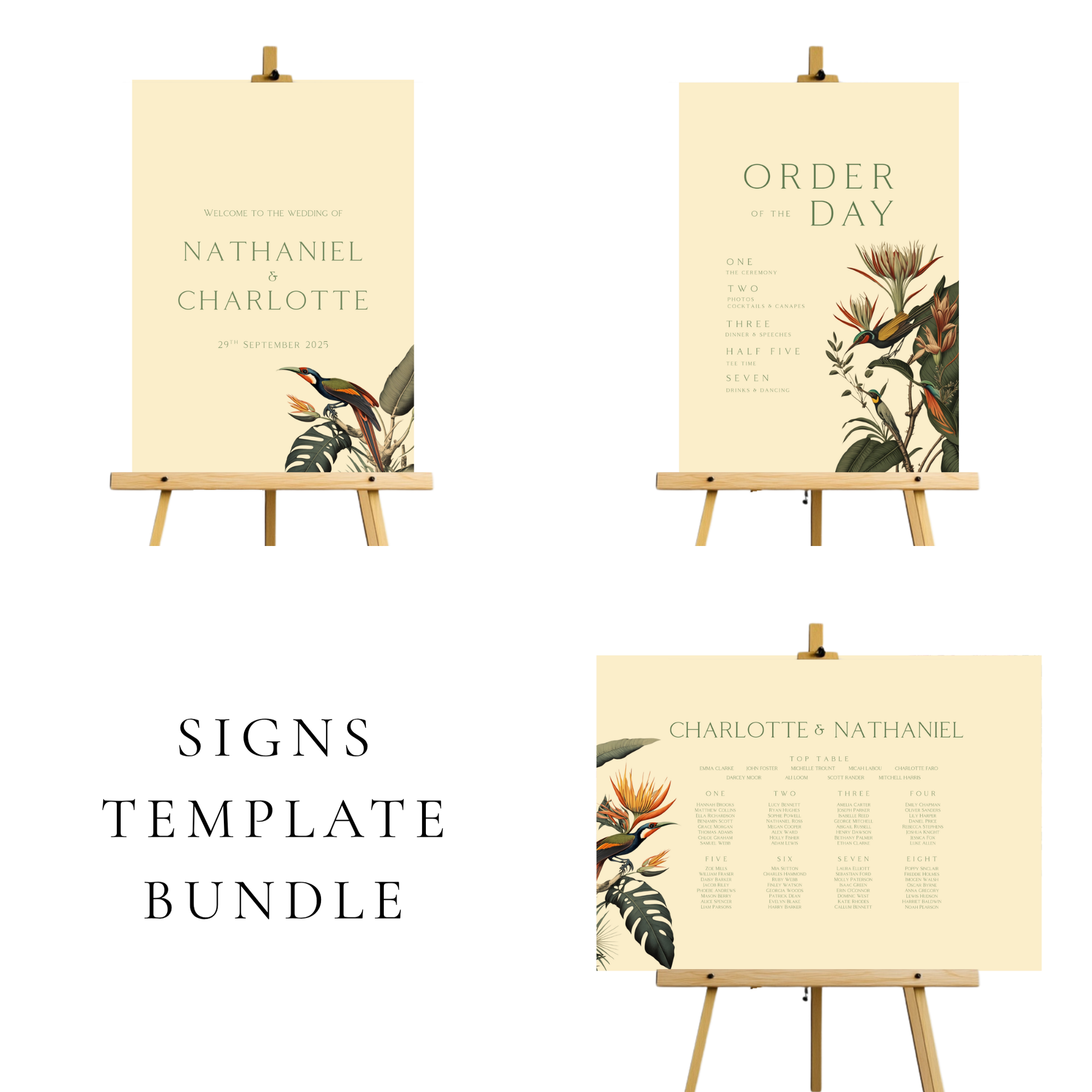 Birds Of Paradise Wedding Signs Templates