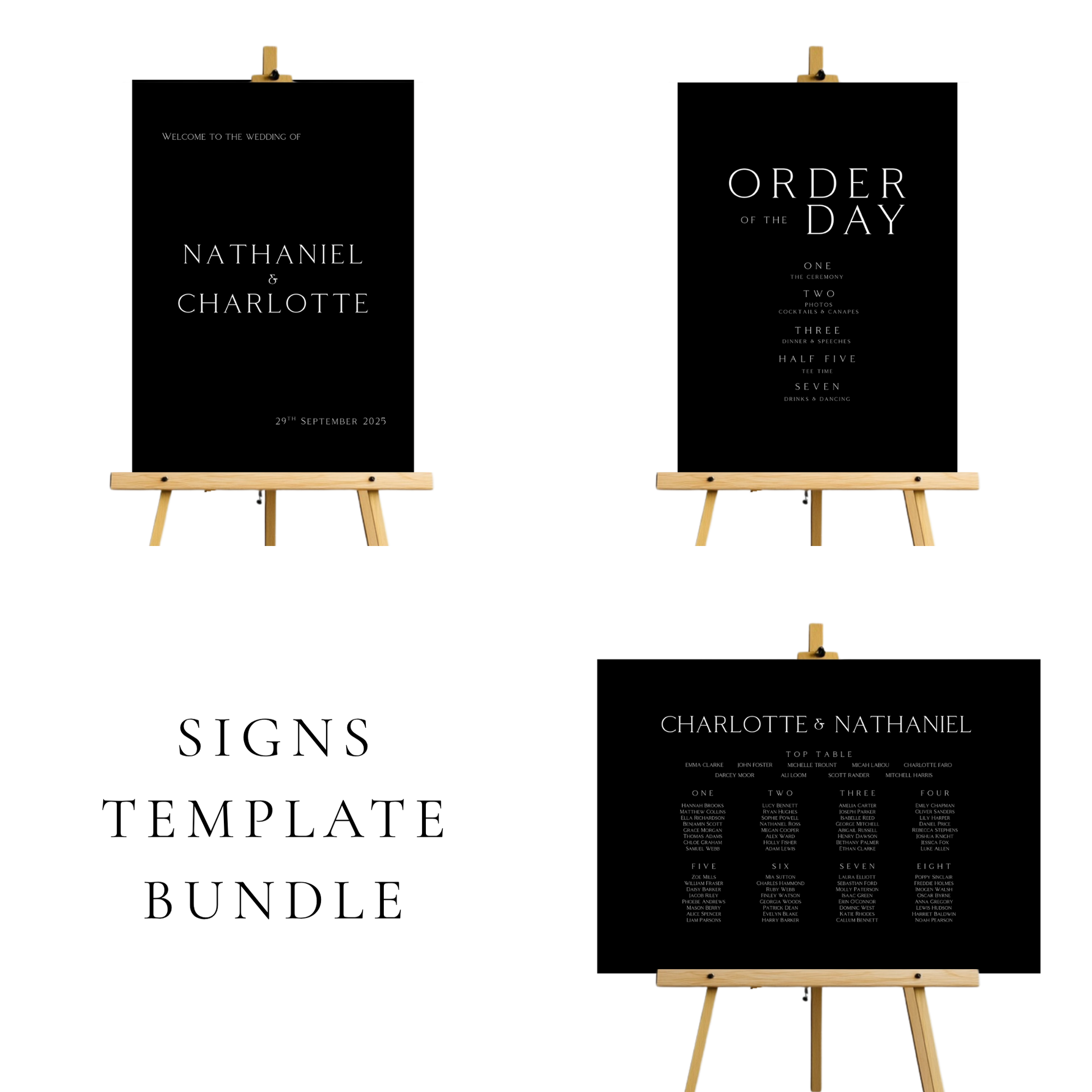 Monochrome Initials Wedding Signs Templates