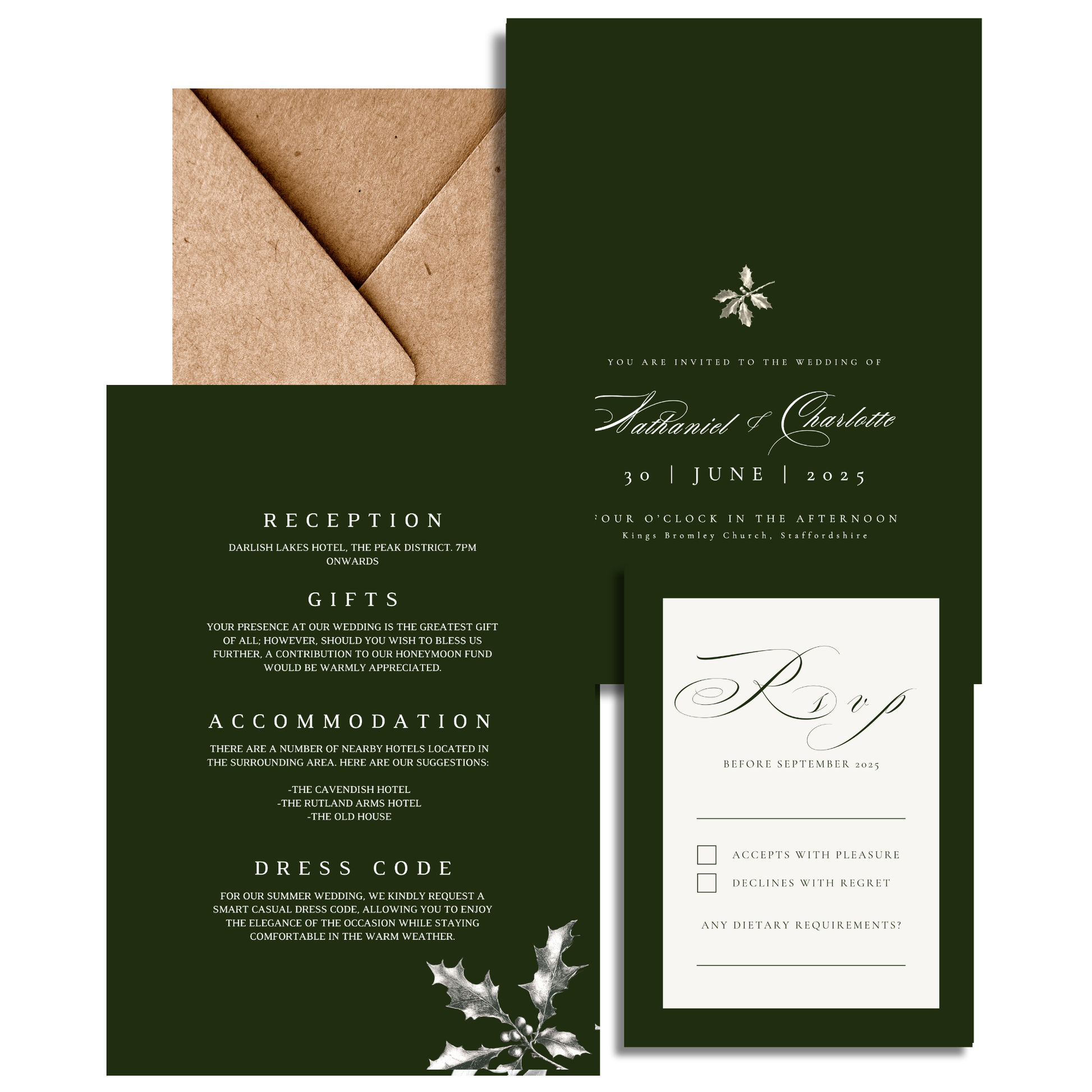 Green Holly Invite & RSVP