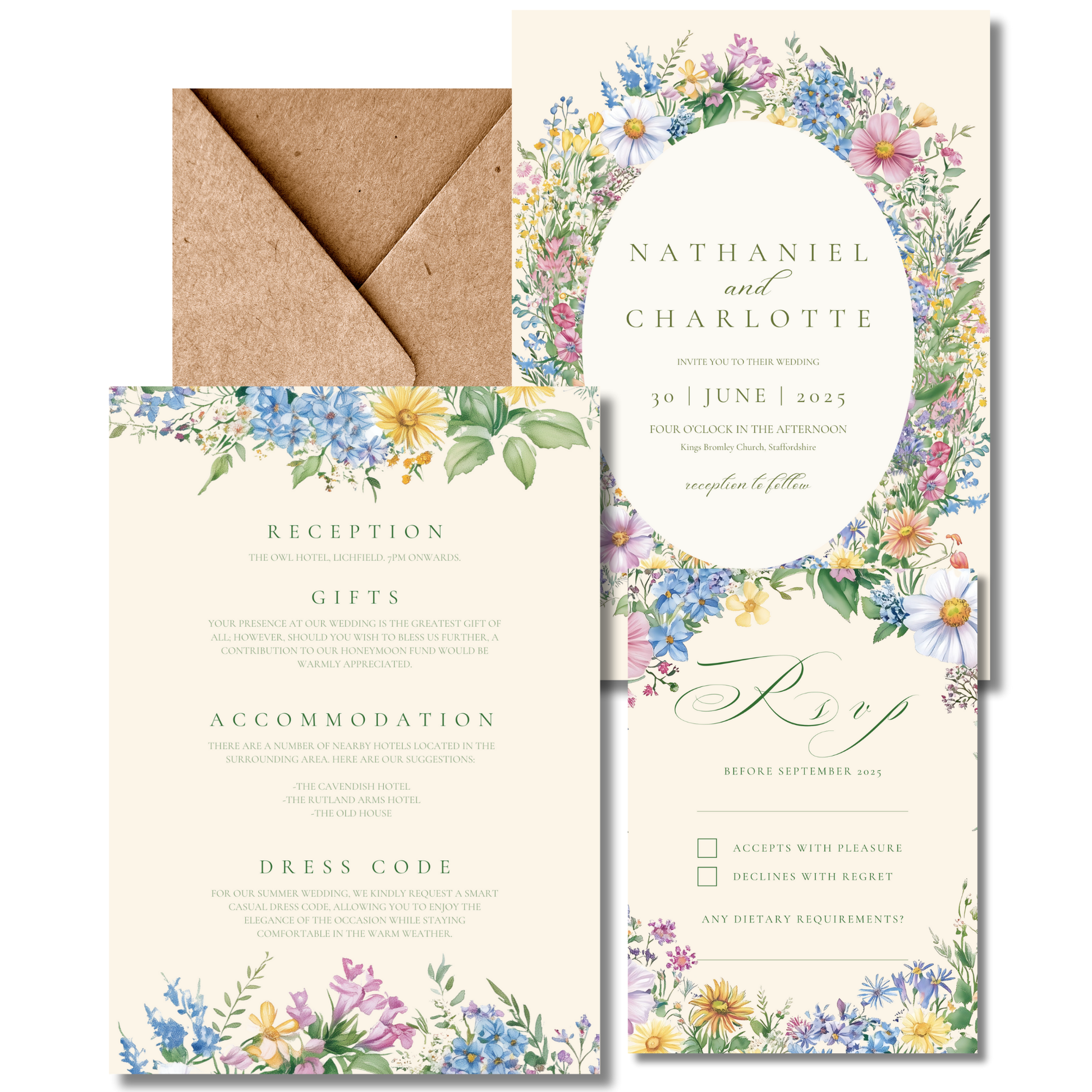 Pastel Florals Wreath Invite & RSVP