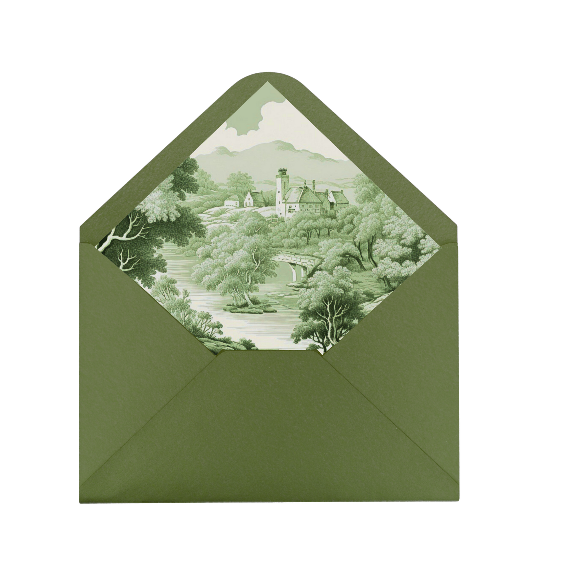 Green Toile Envelope Liner