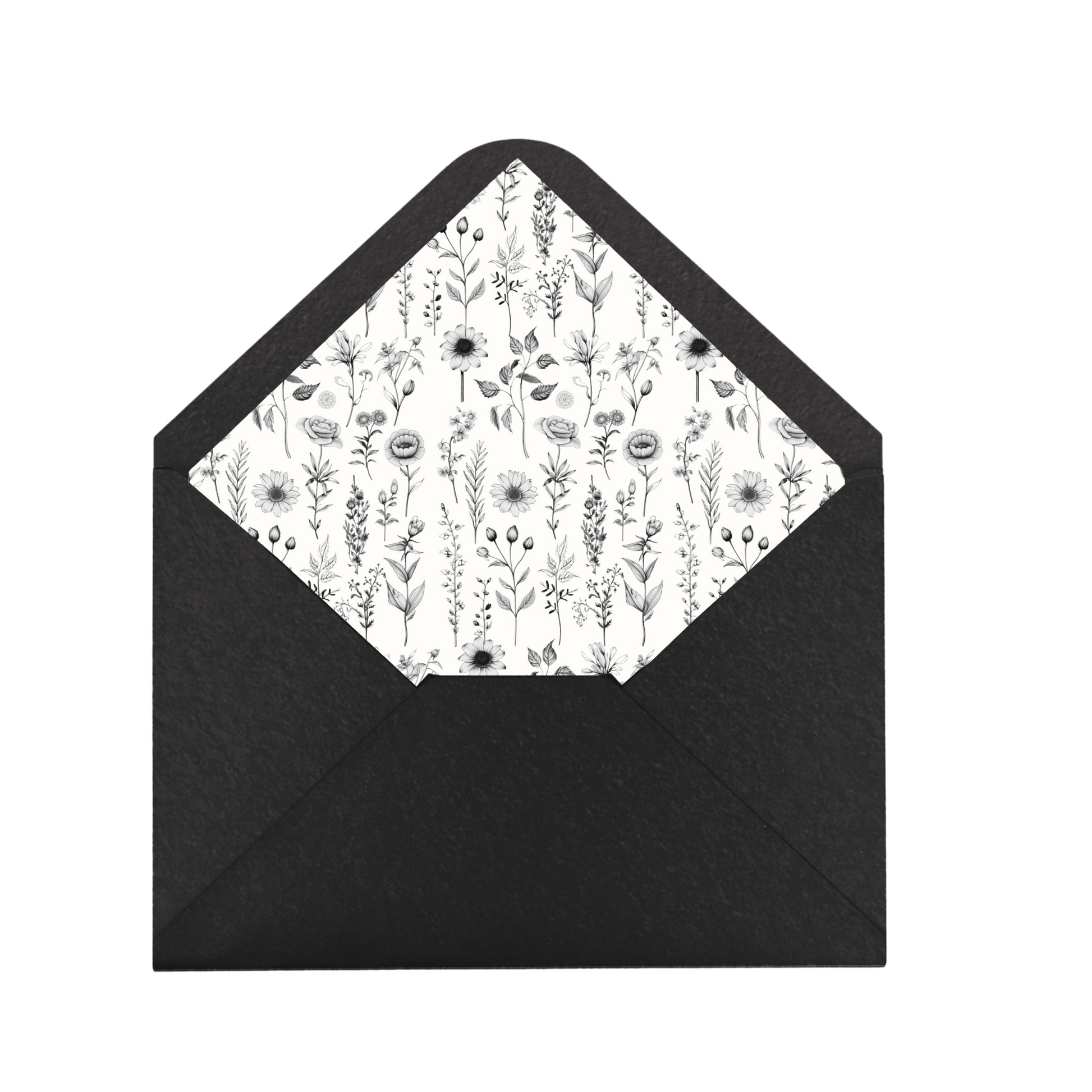 Simple Monochrome Wildflower Stems Envelope Liner