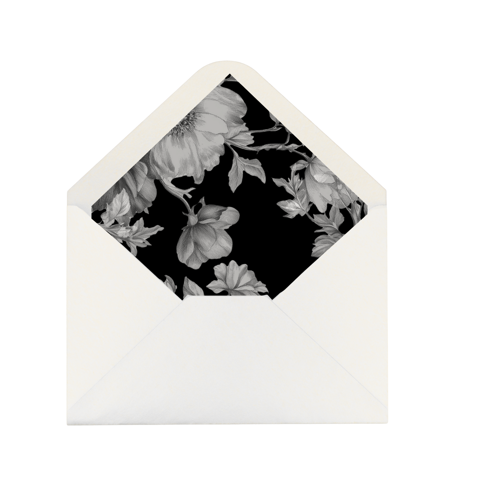 Simple Monochrome Vintage Florals Envelope Liner
