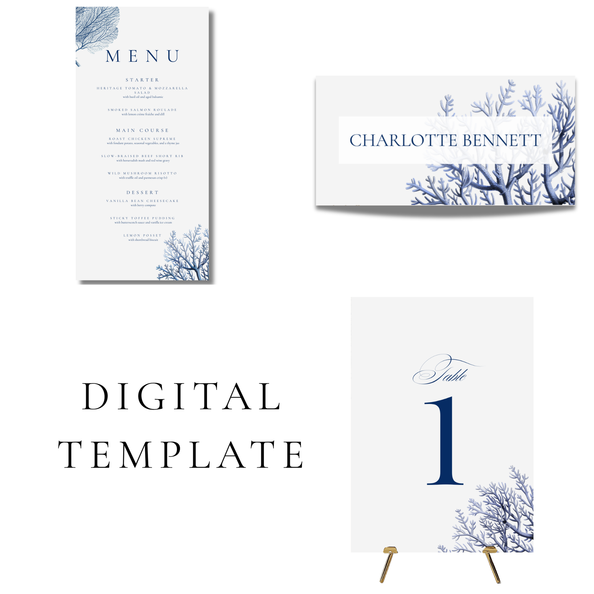 Simple Coral Wedding Breakfast Templates
