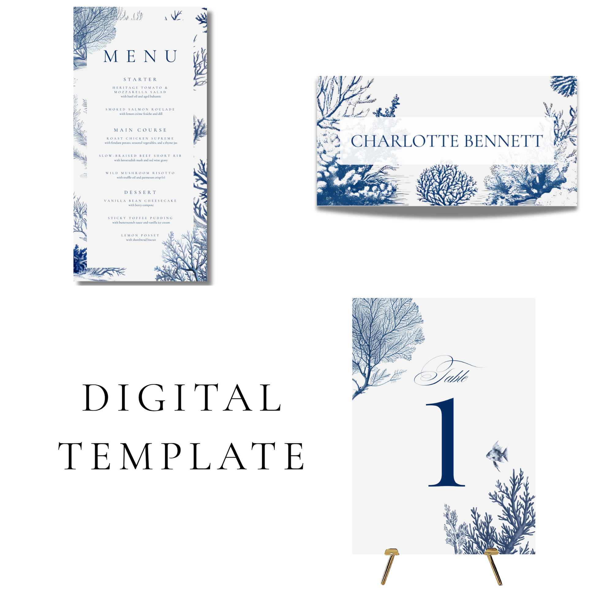 Busy Underwater Scene Wedding Breakfast Templates