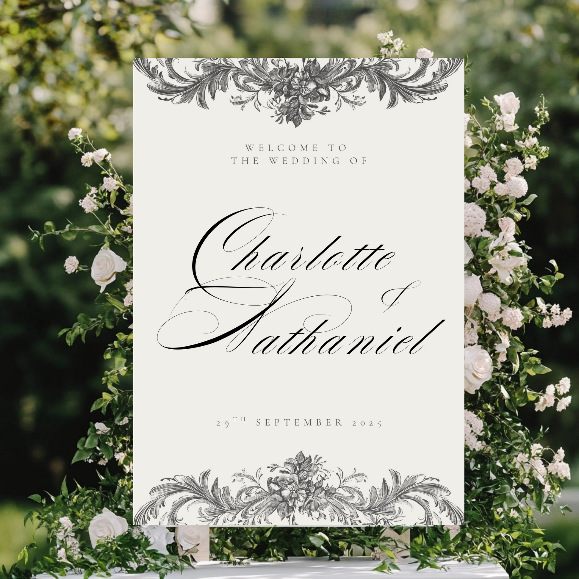 Vintage Monochrome Frame Welcome Sign