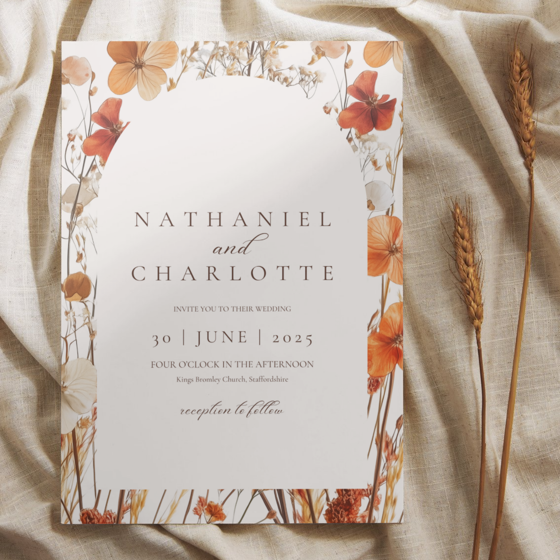 Dried Autumn Flower Arch Invite & RSVP