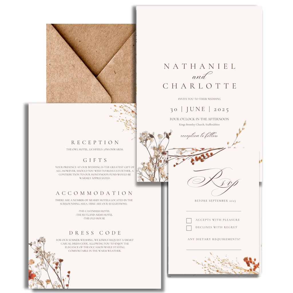 Simple Dried Flowers Invite & RSVP