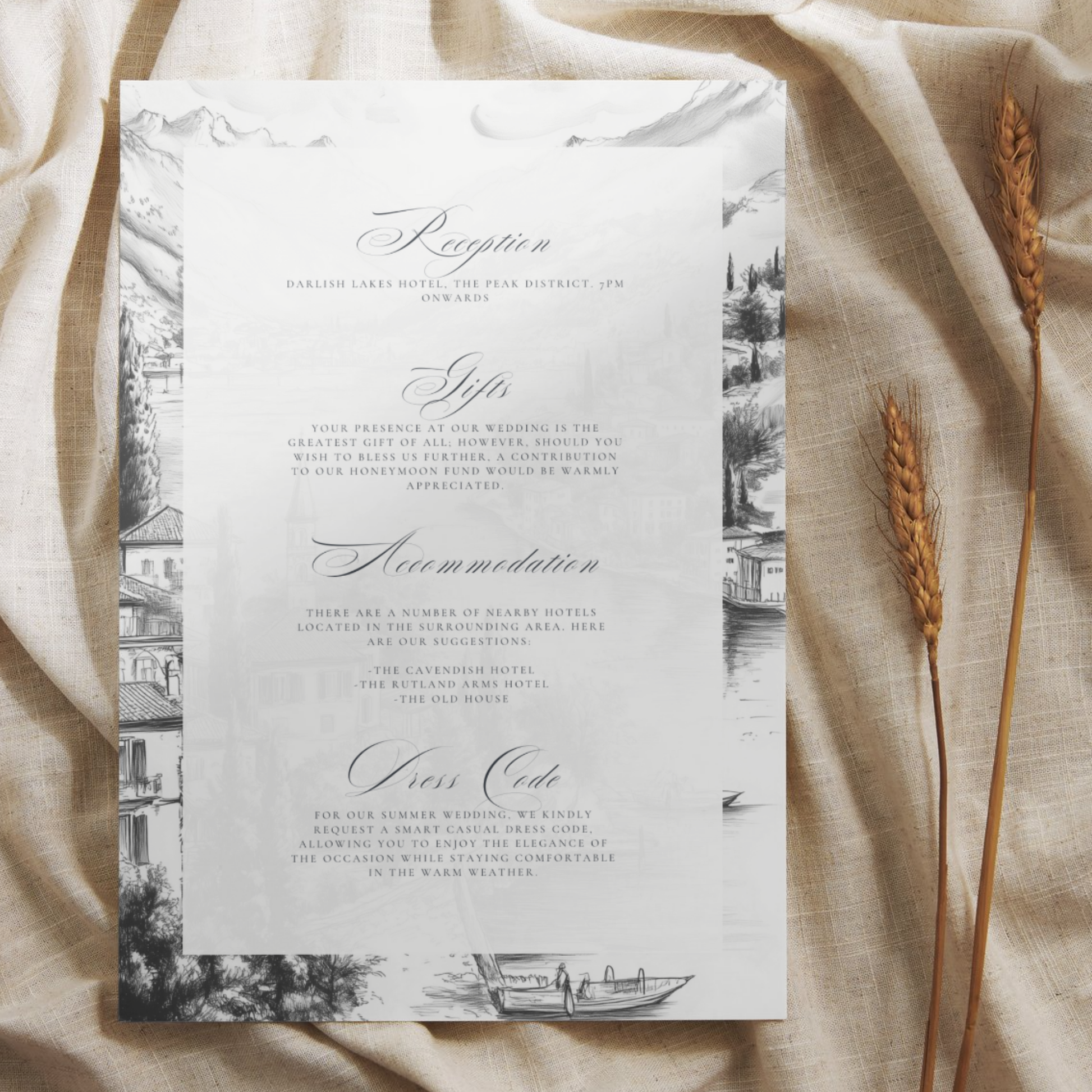 Monochromatic Lake Como Invite & RSVP