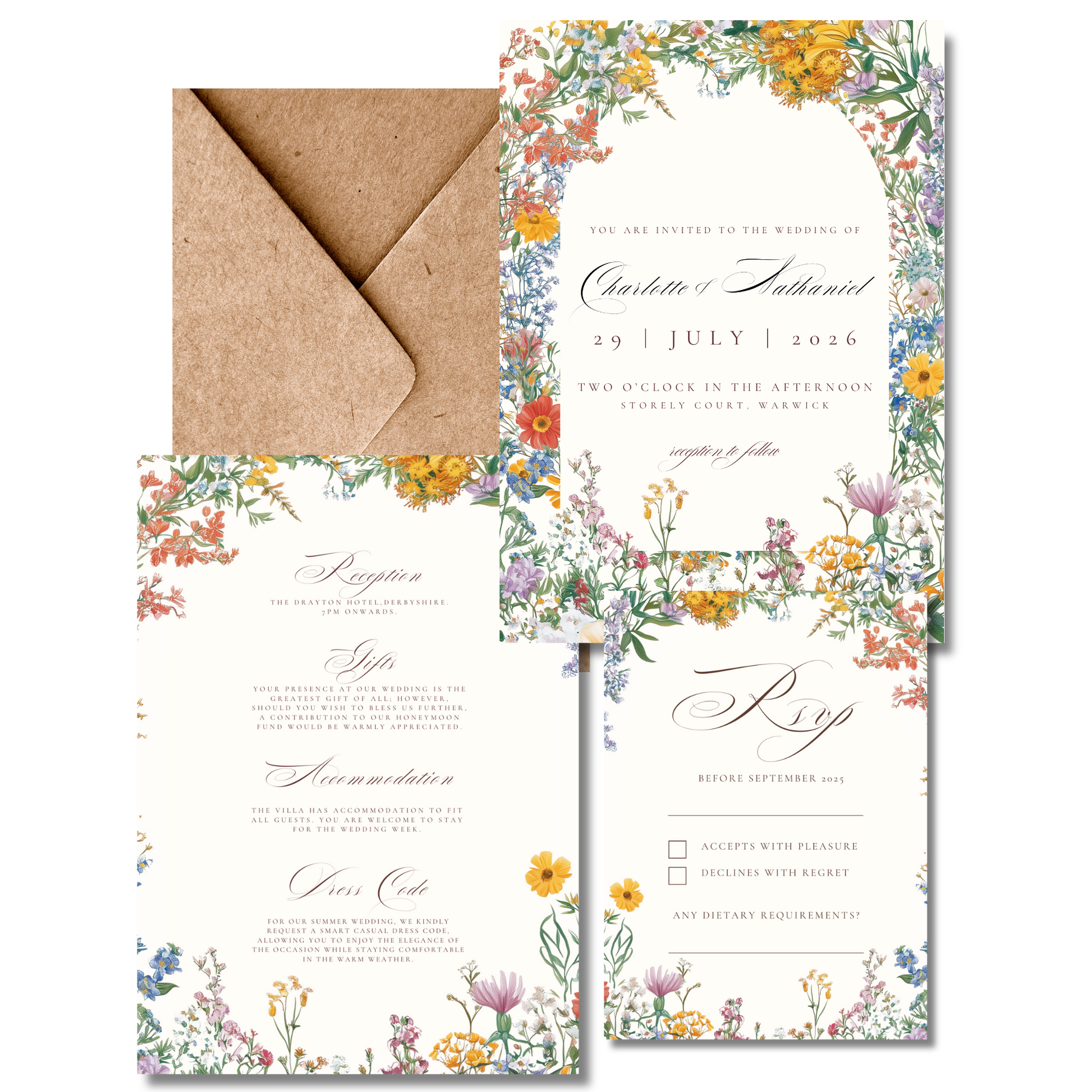 Pastel Floral Arch Invite & RSVP