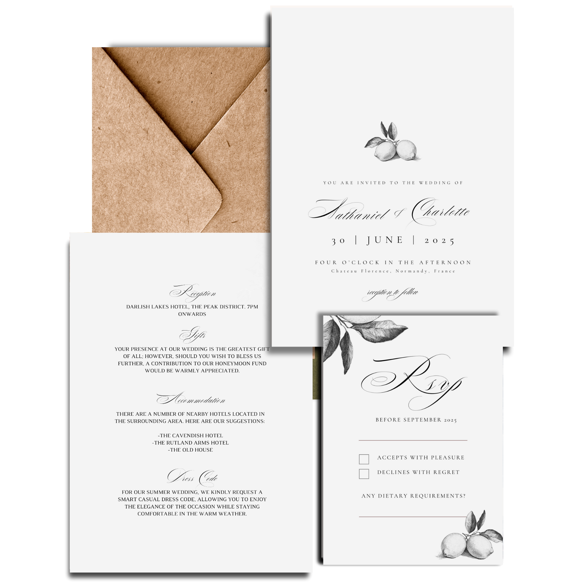 Monochrome Lemons Invite & RSVP