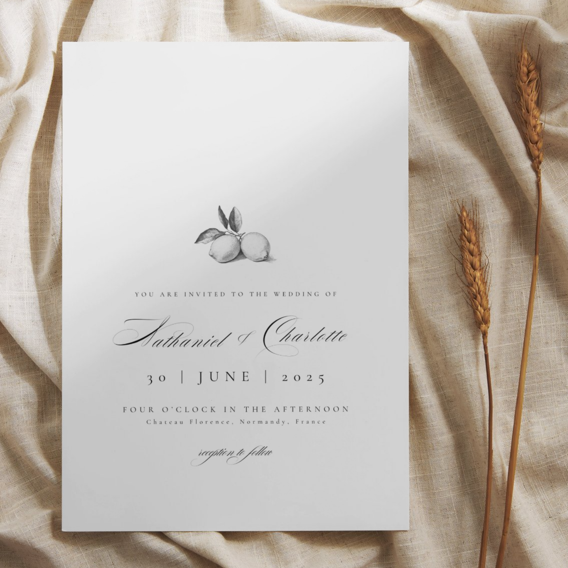 Monochrome Lemons Invite & RSVP