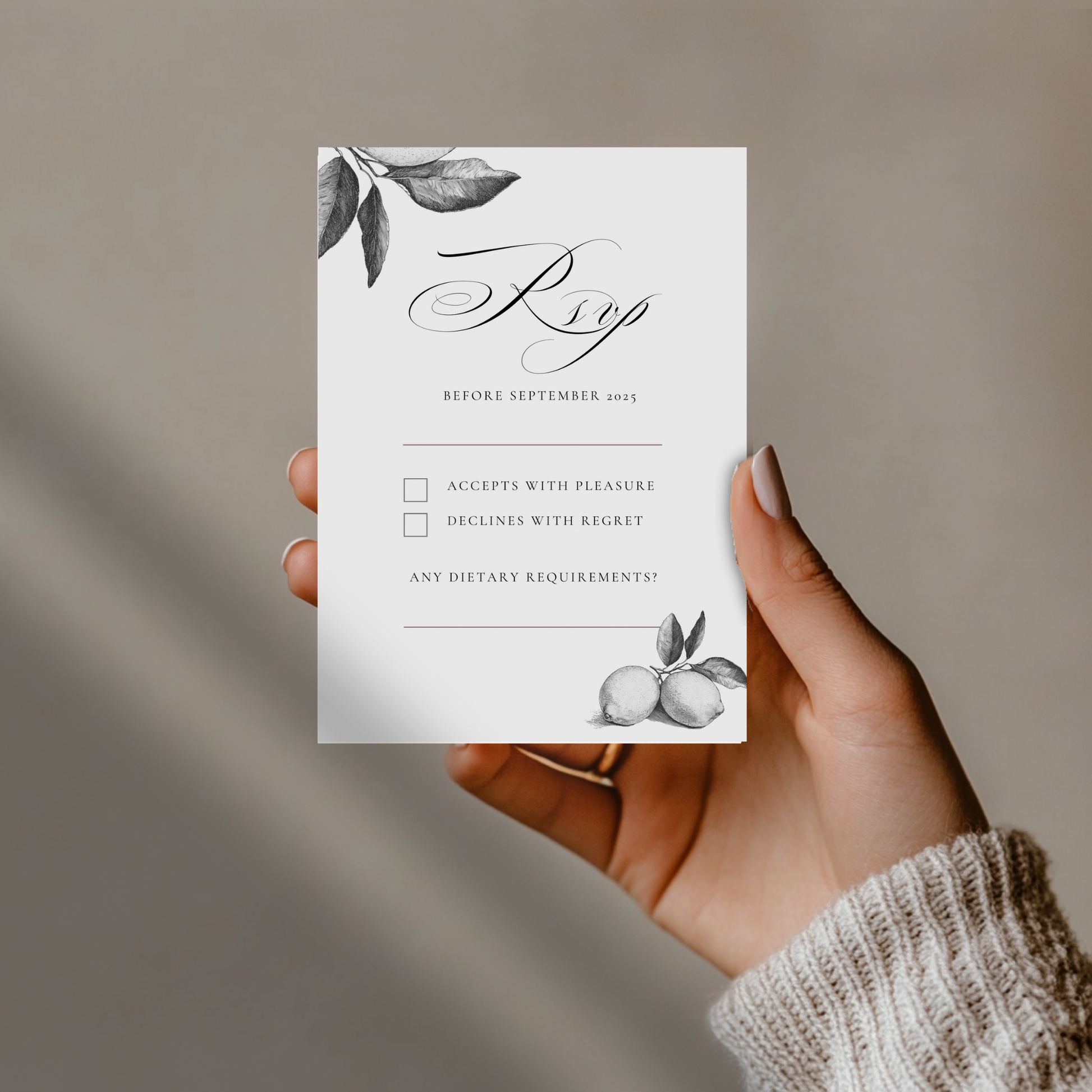 Monochrome Lemons Invite & RSVP