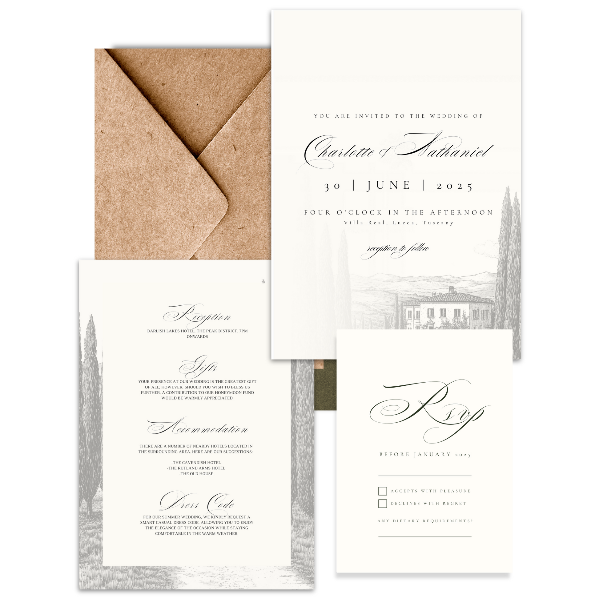 Monochrome Tuscany Invite & RSVP