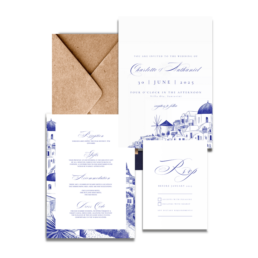 Santorini Sketch Invite & RSVP