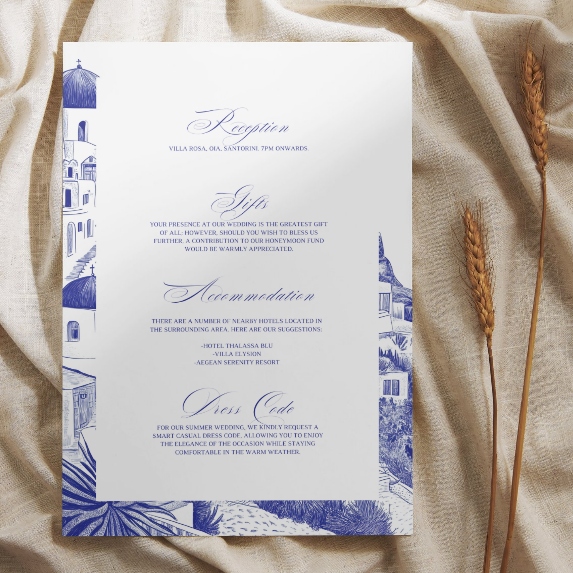 Santorini Sketch Invite & RSVP