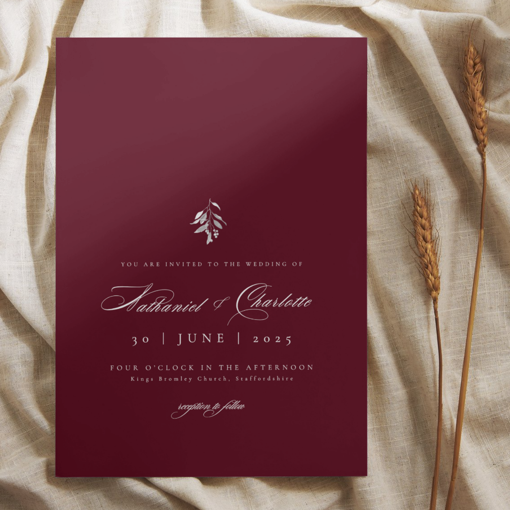 Burgundy Mistletoe Invite & RSVP