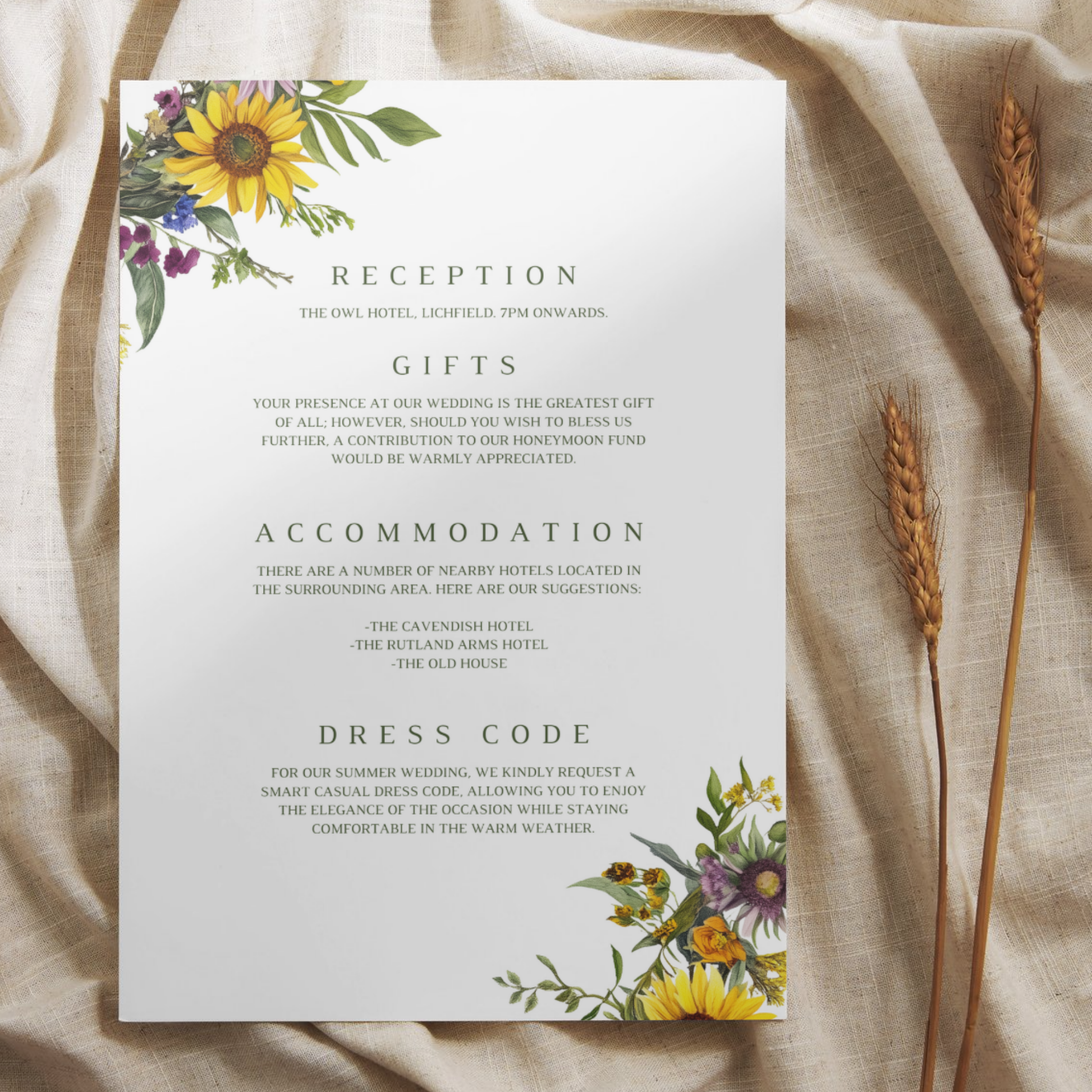 Sunflower & Wildflower Invite & RSVP