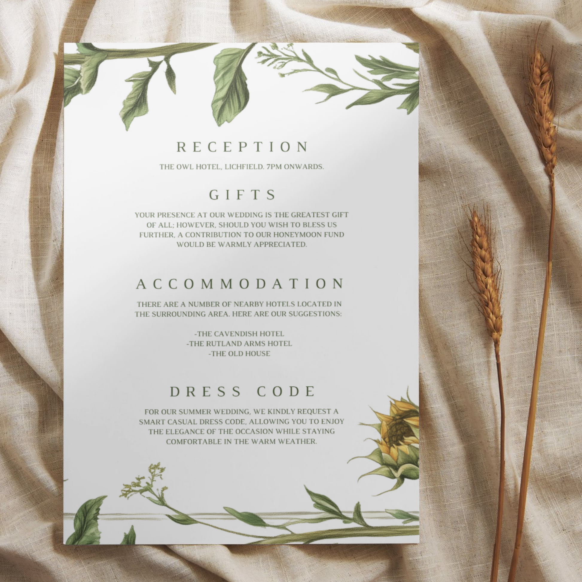 Sunflower Invite & RSVP