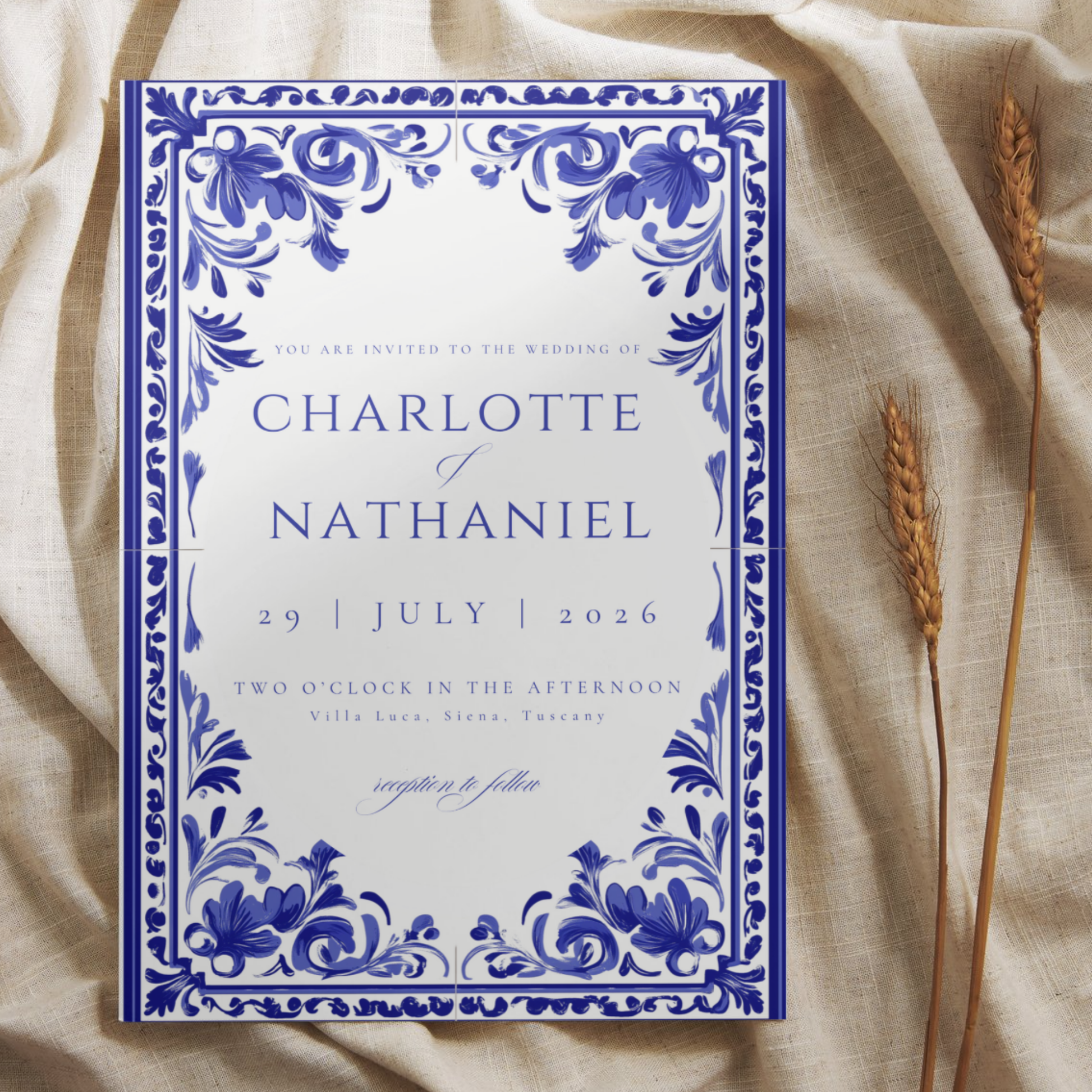 Blue Tiling Invite & RSVP