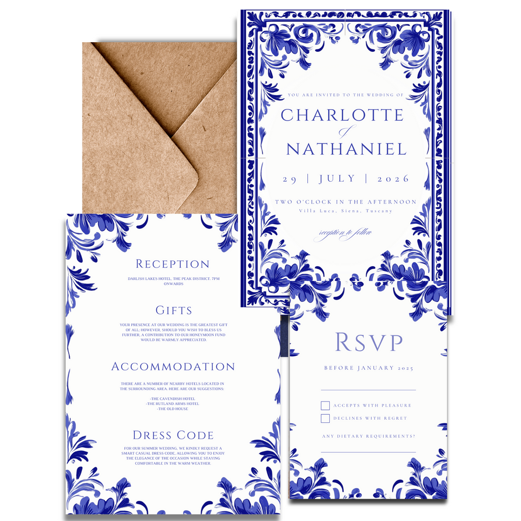 Blue Tiling Invite & RSVP