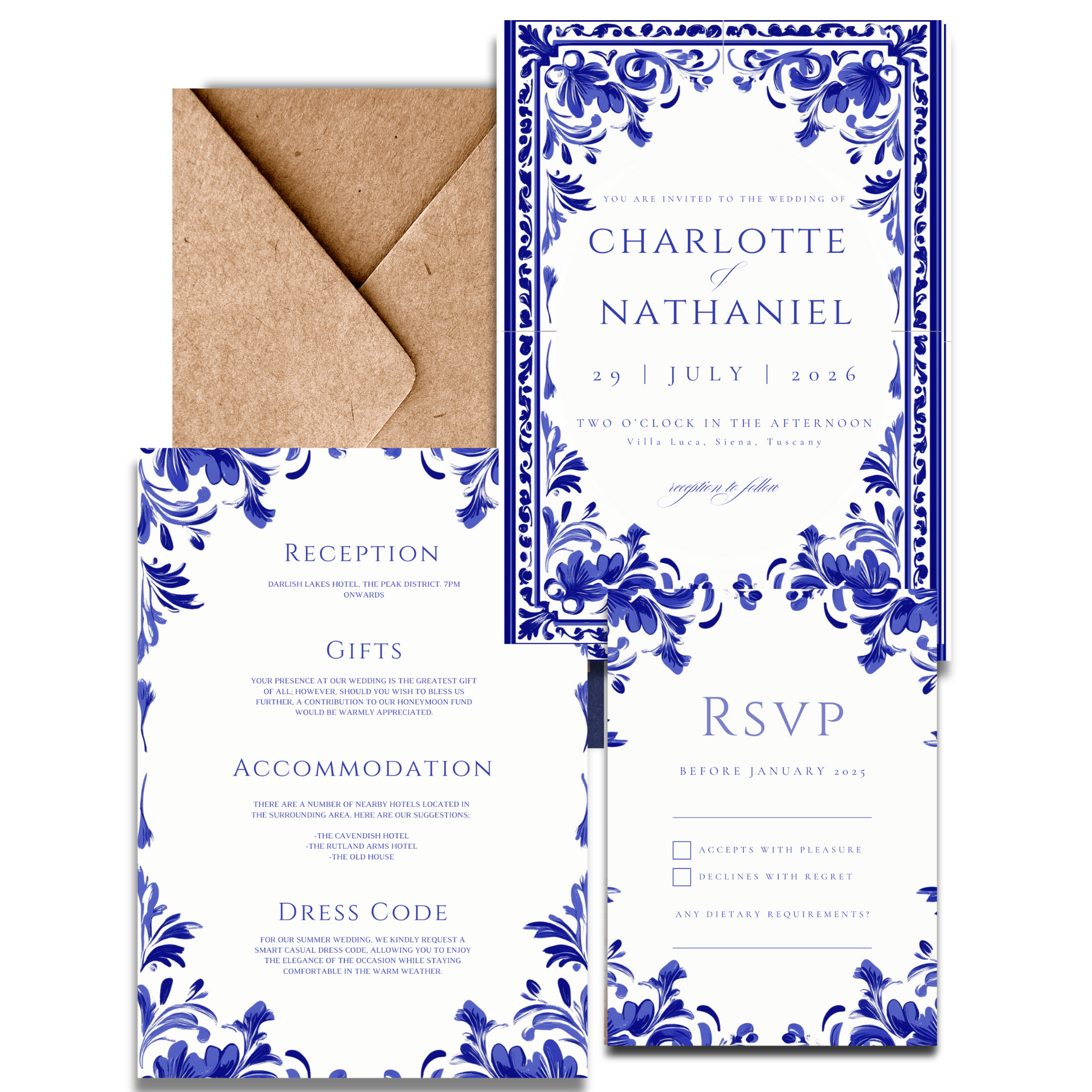 Blue Tiling Invite & RSVP