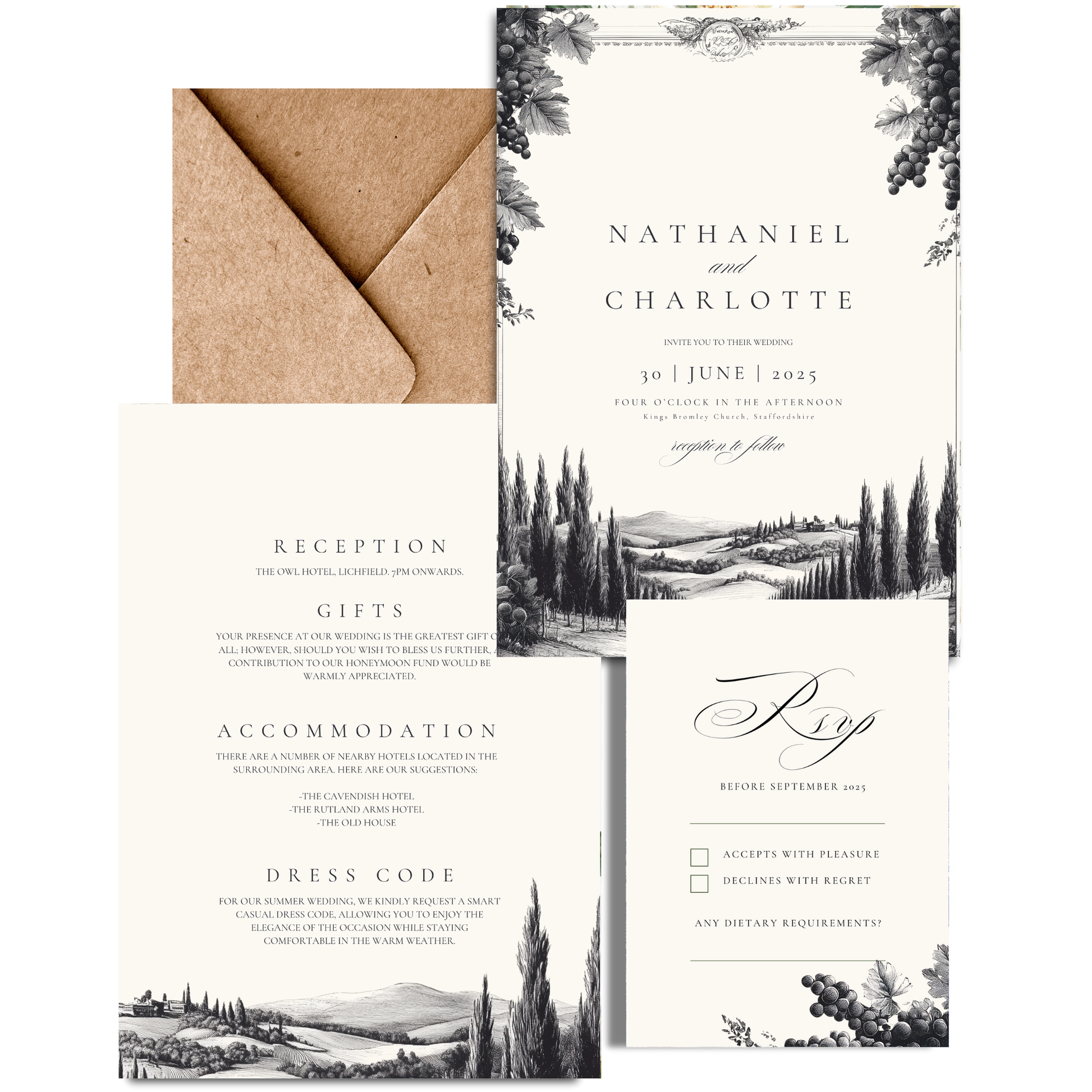 Vineyard Etching Invite & RSVP