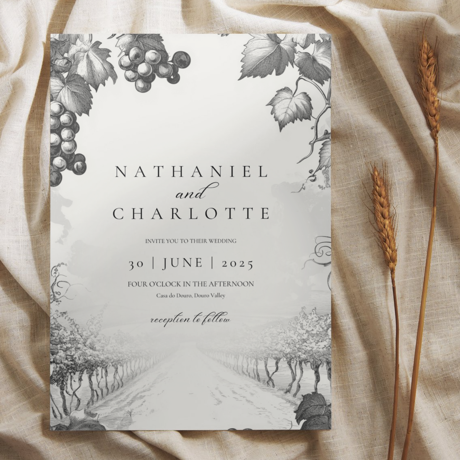 Monochrome Vineyard Invite & RSVP