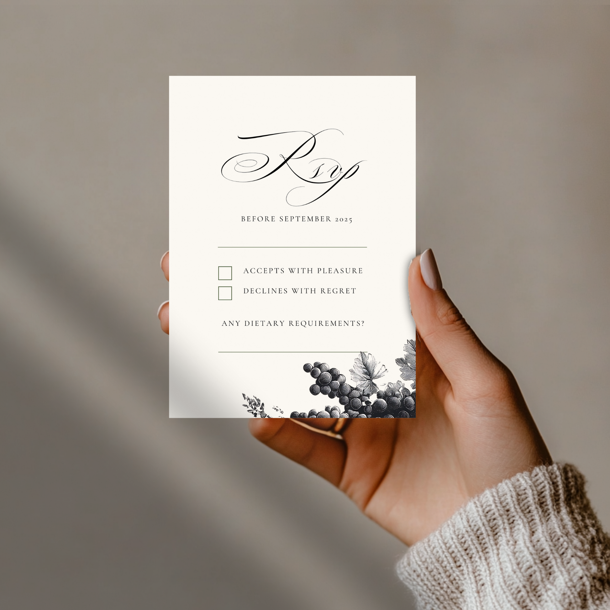 Monochrome Vineyard Invite & RSVP
