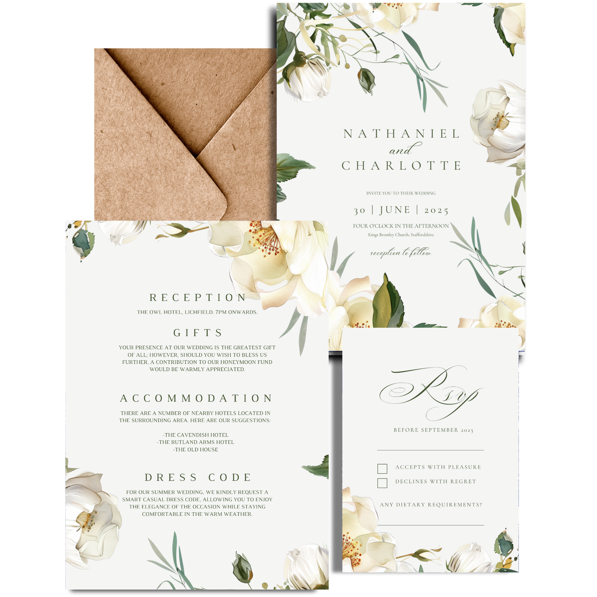 White Florals Invite & RSVP