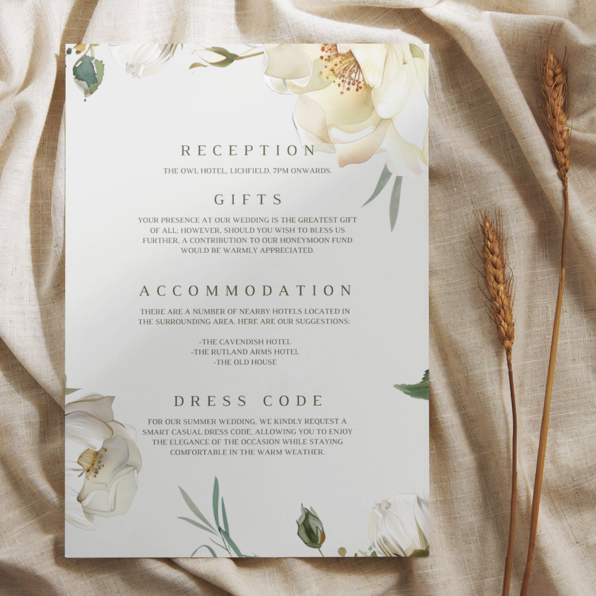 White Florals Invite & RSVP
