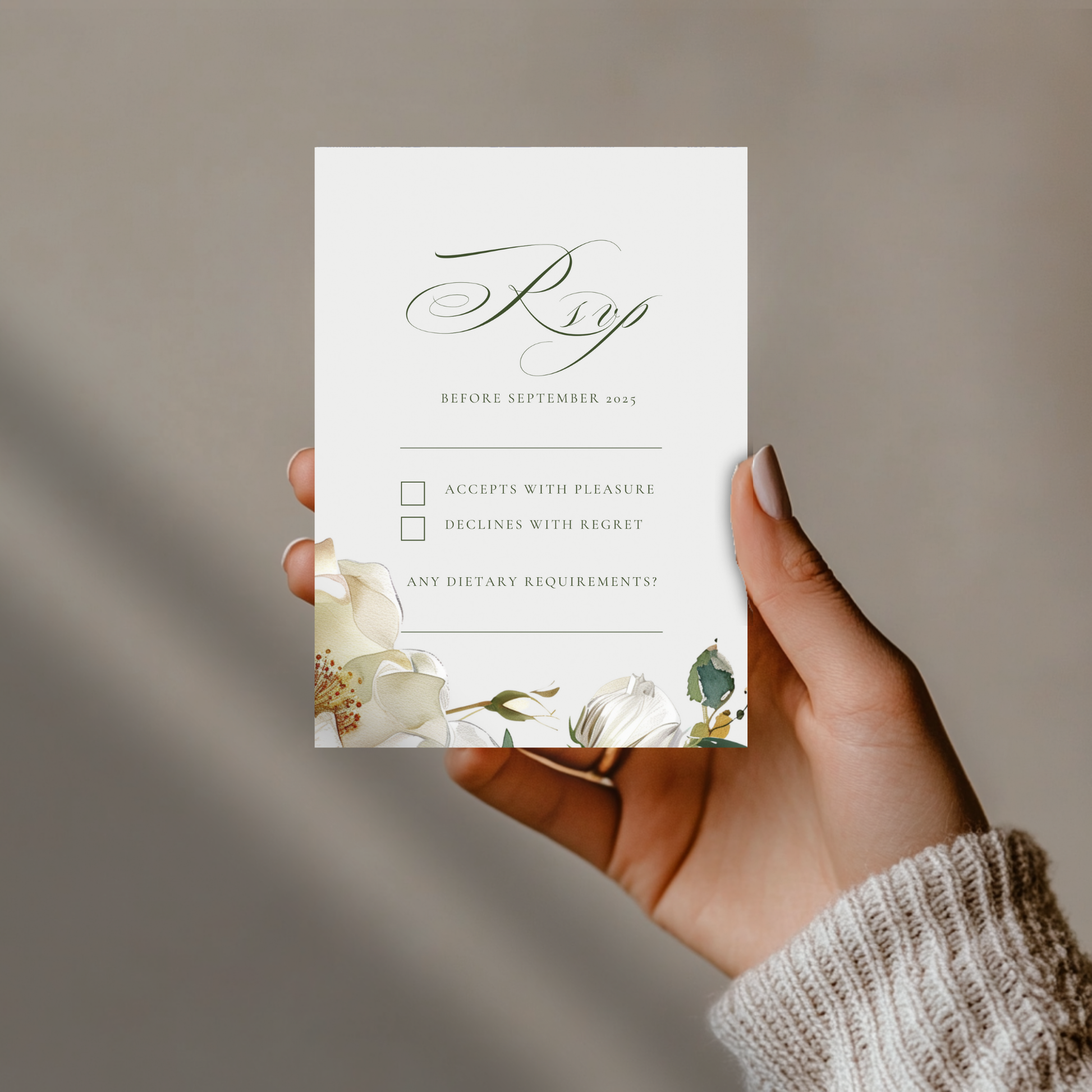 White Florals Invite & RSVP