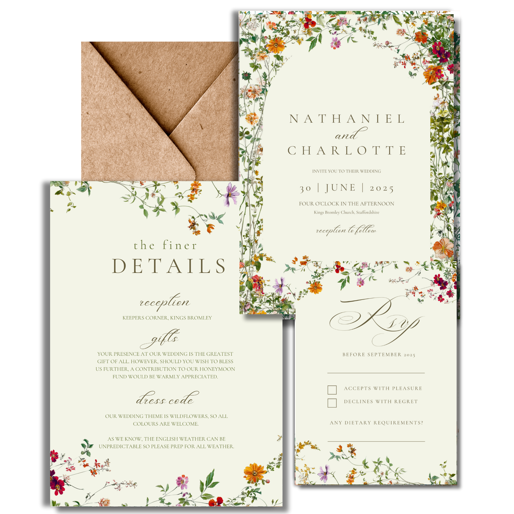 Green & Wildflower Invite & RSVP