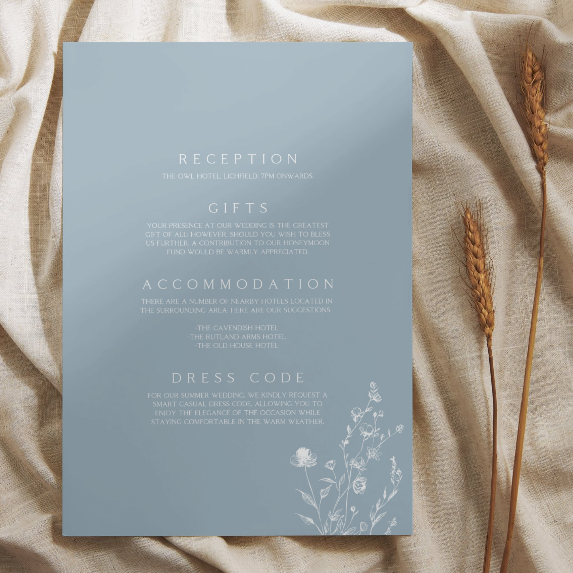 Illustrated Floral Arch Invite & RSVP (Dusty Blue)