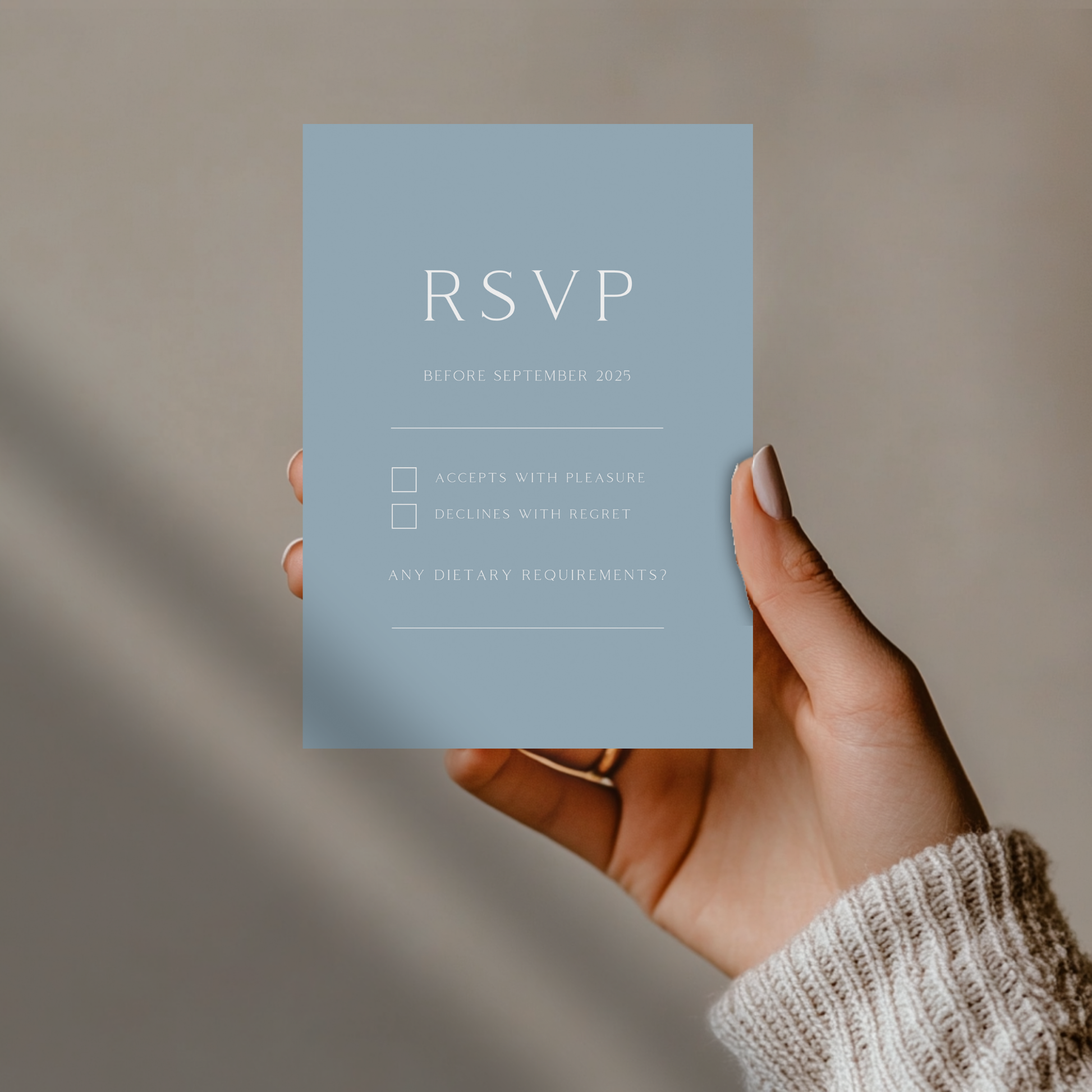 Illustrated Floral Arch Invite & RSVP (Dusty Blue)
