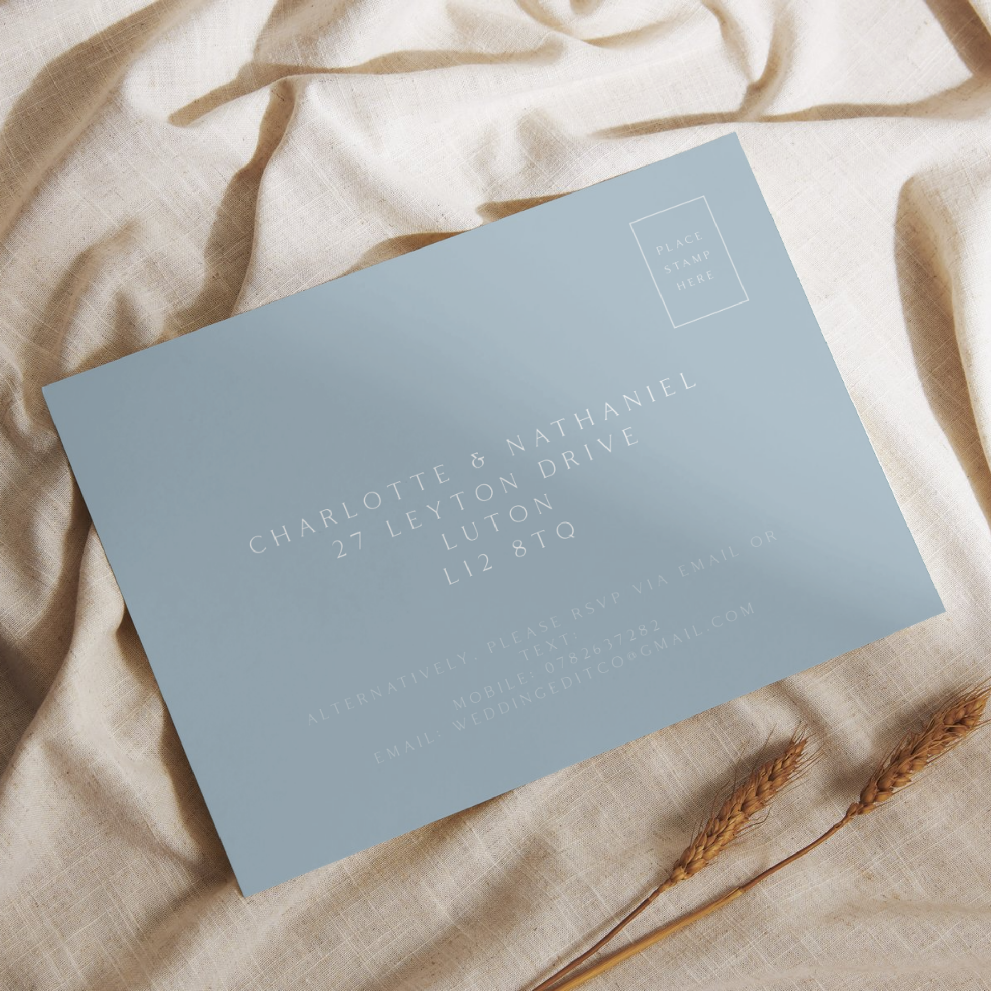Illustrated Floral Arch Invite & RSVP (Dusty Blue)