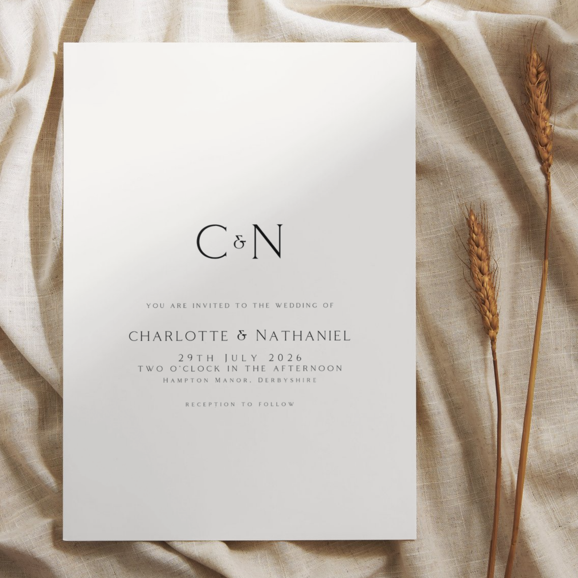 Monochrome Initials Invite & RSVP (Off White)