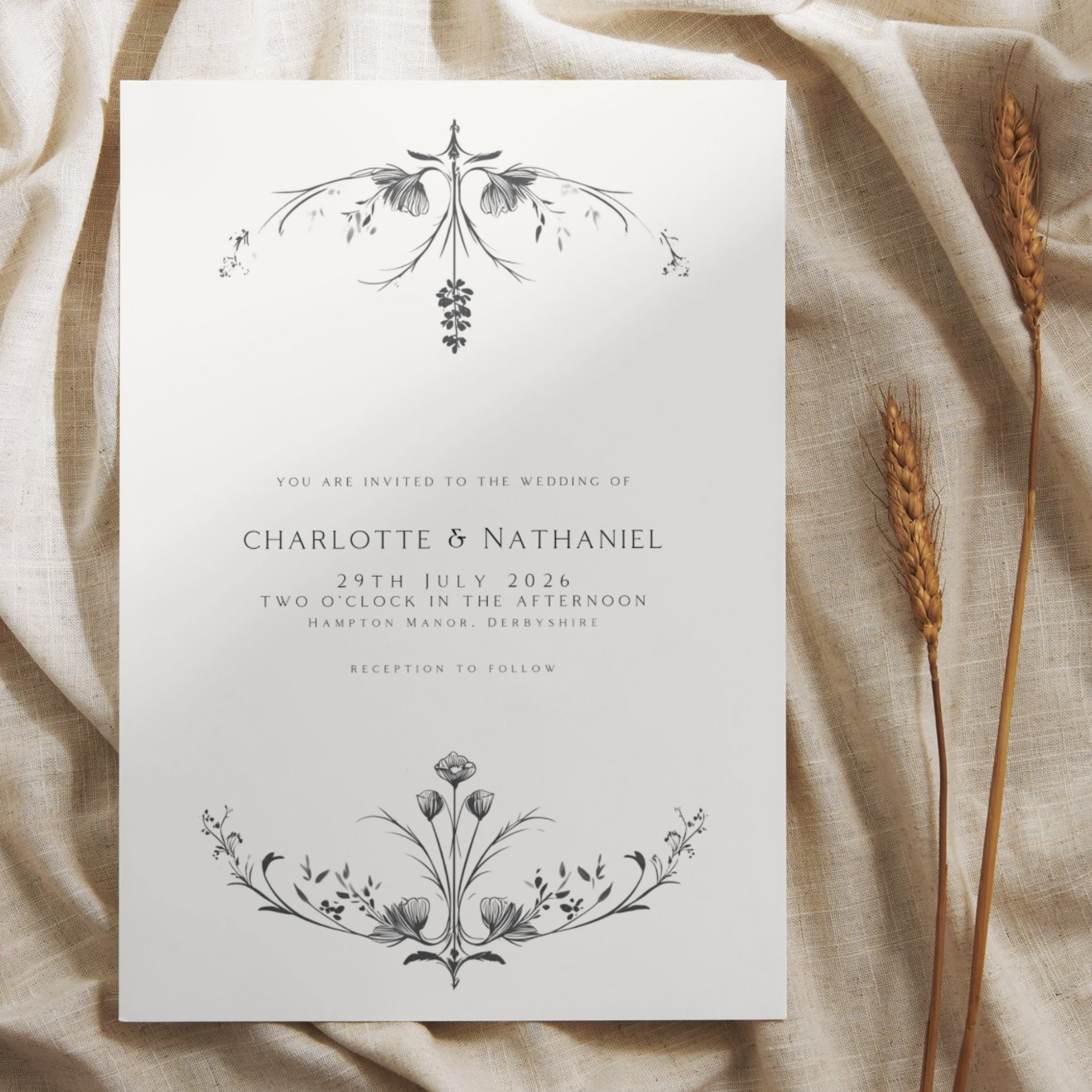 Illustrated Floral Arch Invite & RSVP (White)