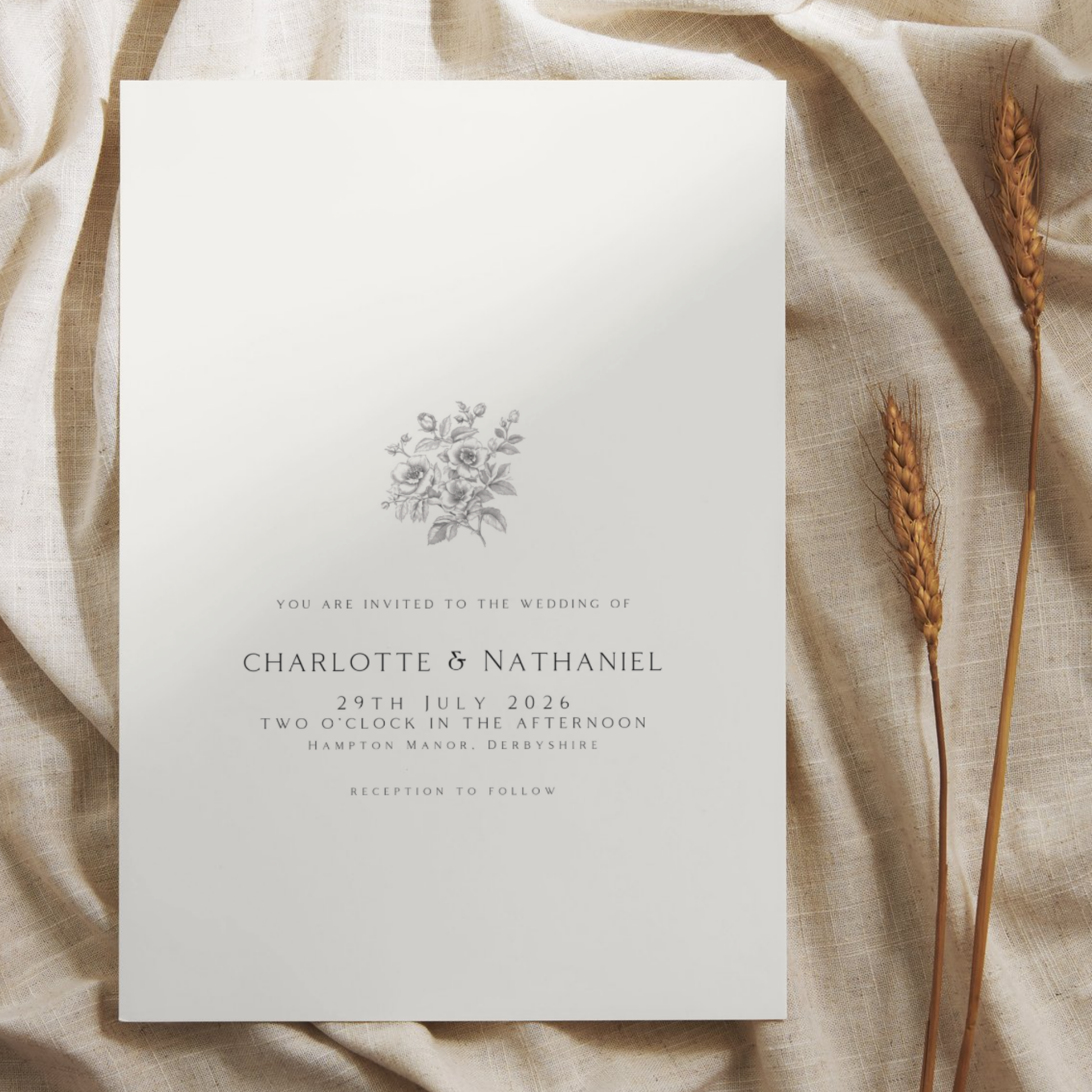 Rose Etching Invite & RSVP (Cream)