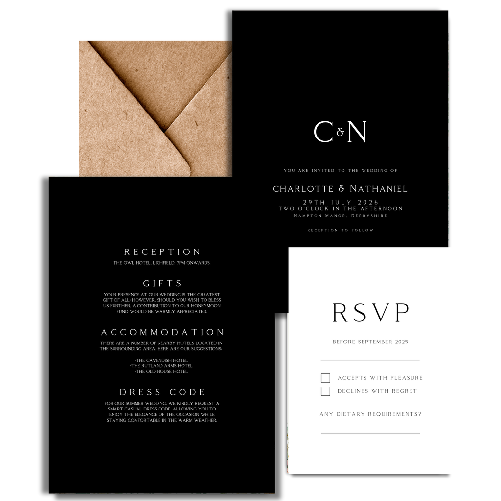 Monochrome Initials Invite & RSVP