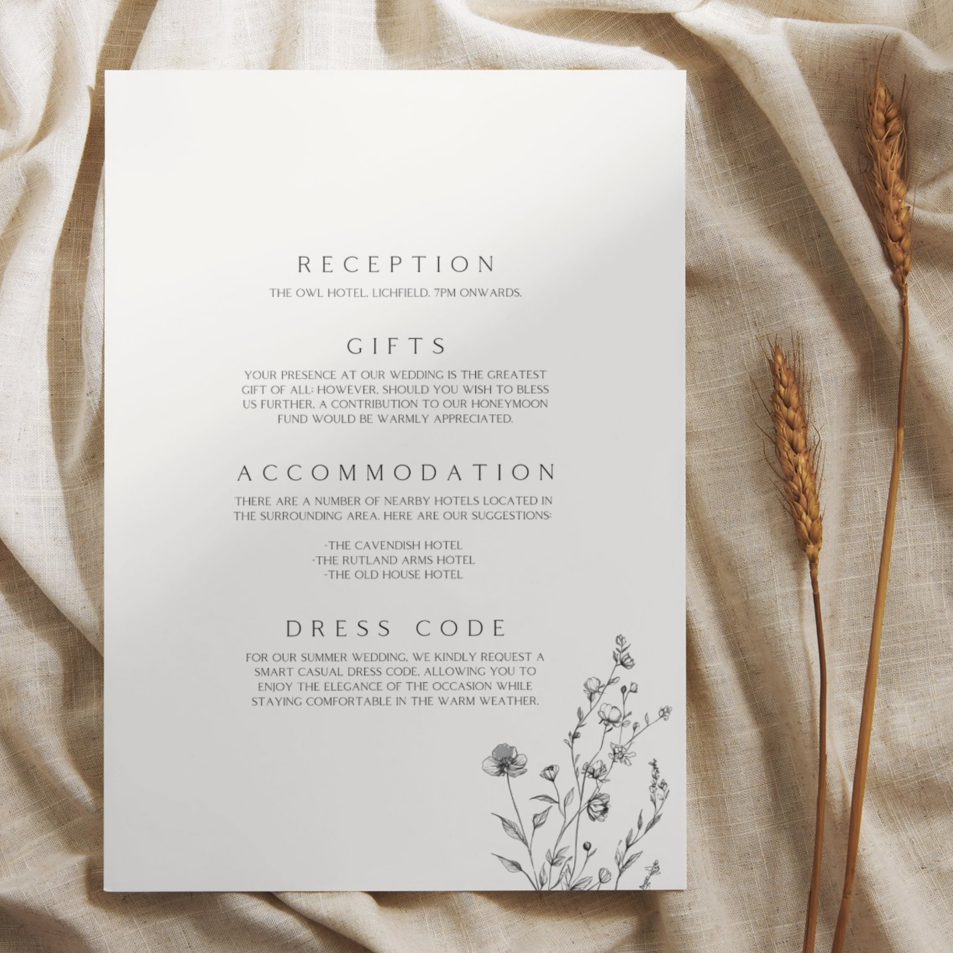 Illustrated Floral Arch Invite & RSVP (White)