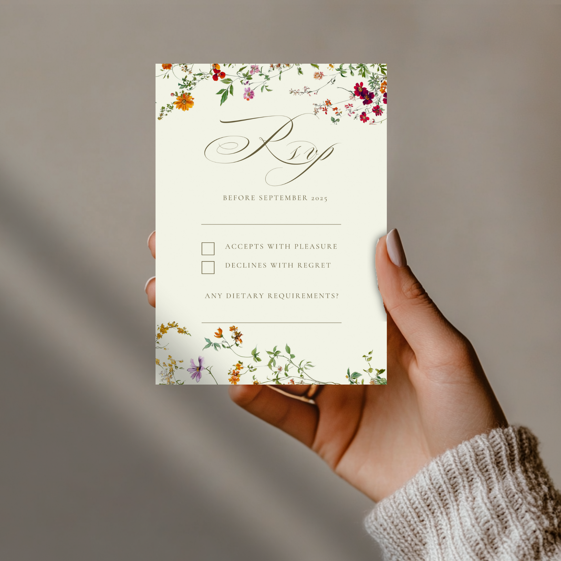 Green & Wildflower Invite & RSVP