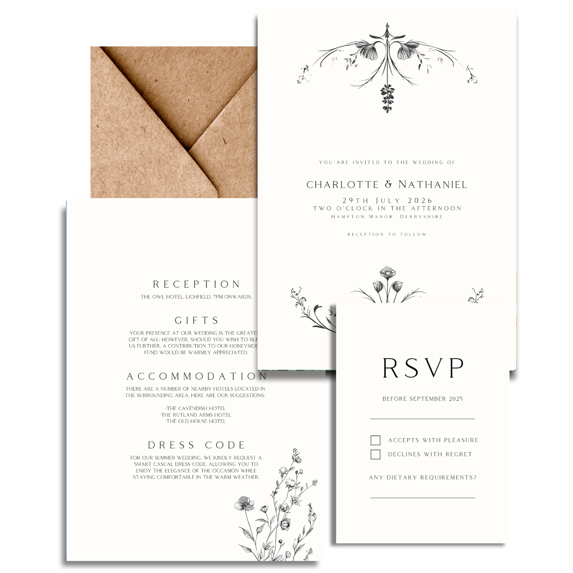 Illustrated Floral Arch Invite & RSVP (White)