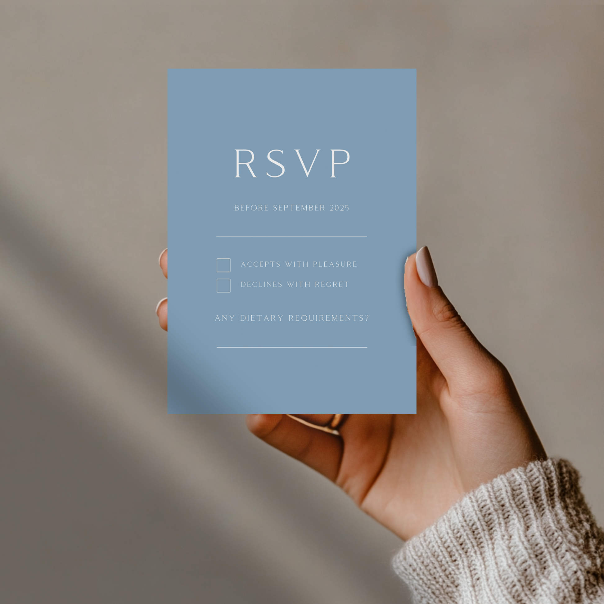Rose Etching Invite & RSVP (Dusty Blue)