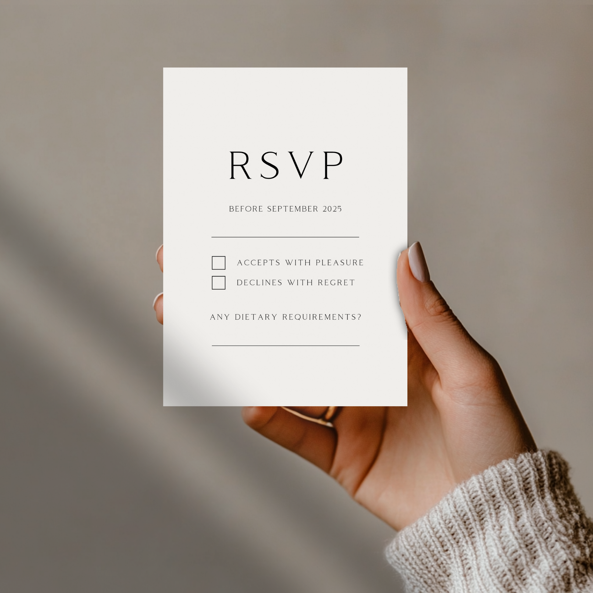 Monochrome Initials Invite & RSVP (Off White)