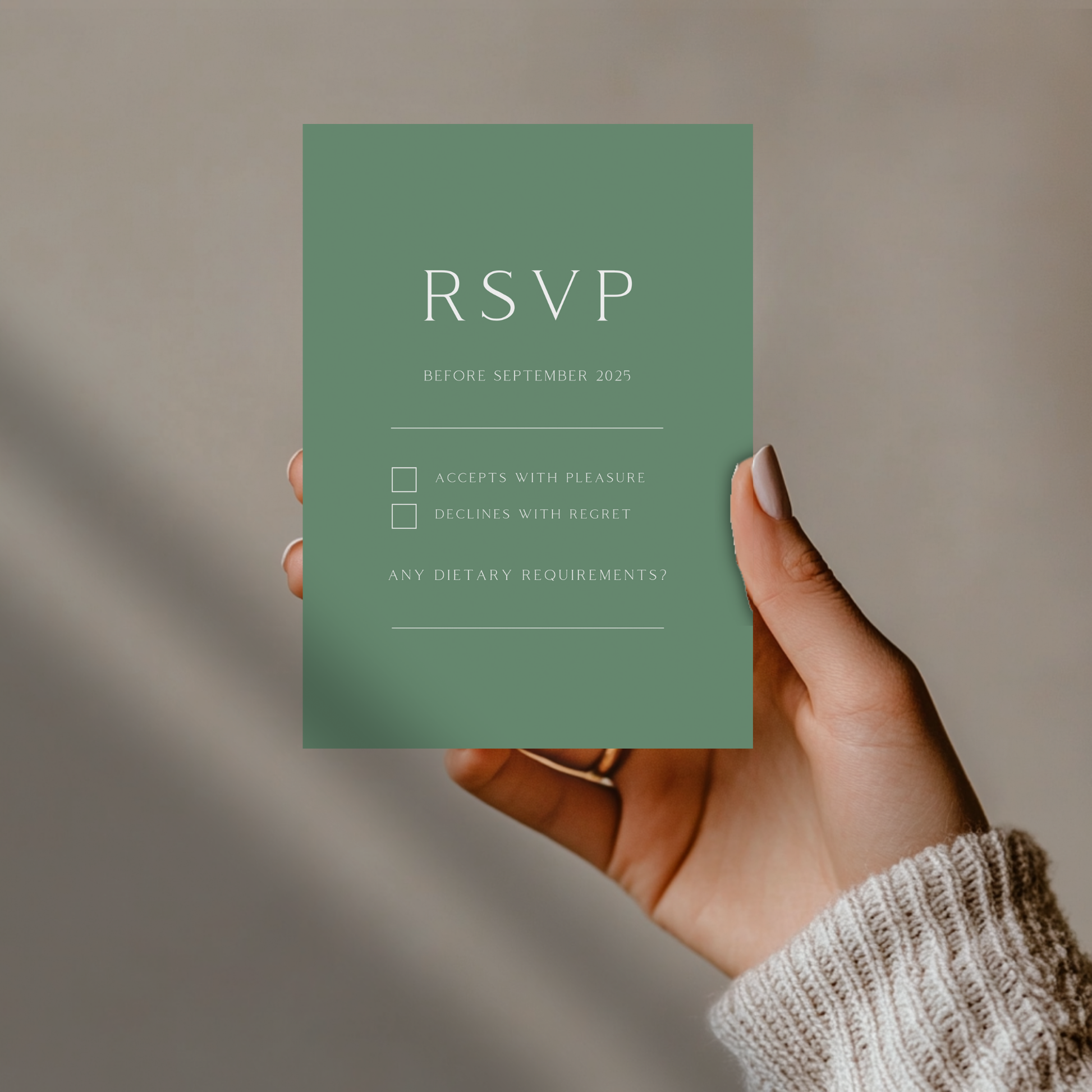 Rose Etching Invite & RSVP (Sage Green)