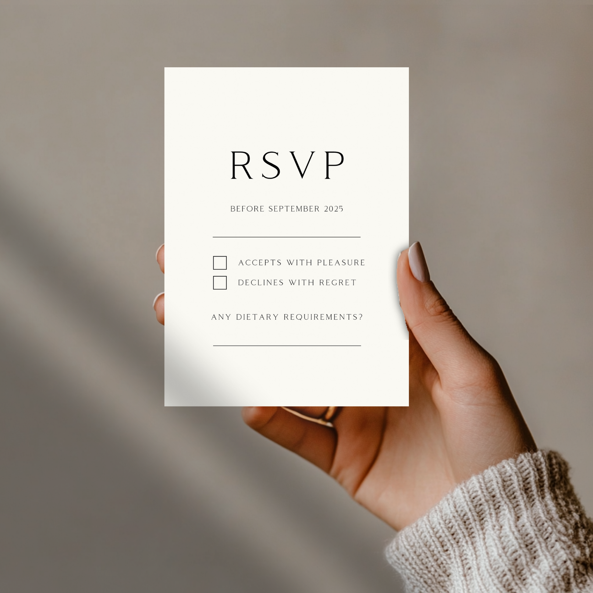 Large Rose Etching Invite & RSVP (Cream)