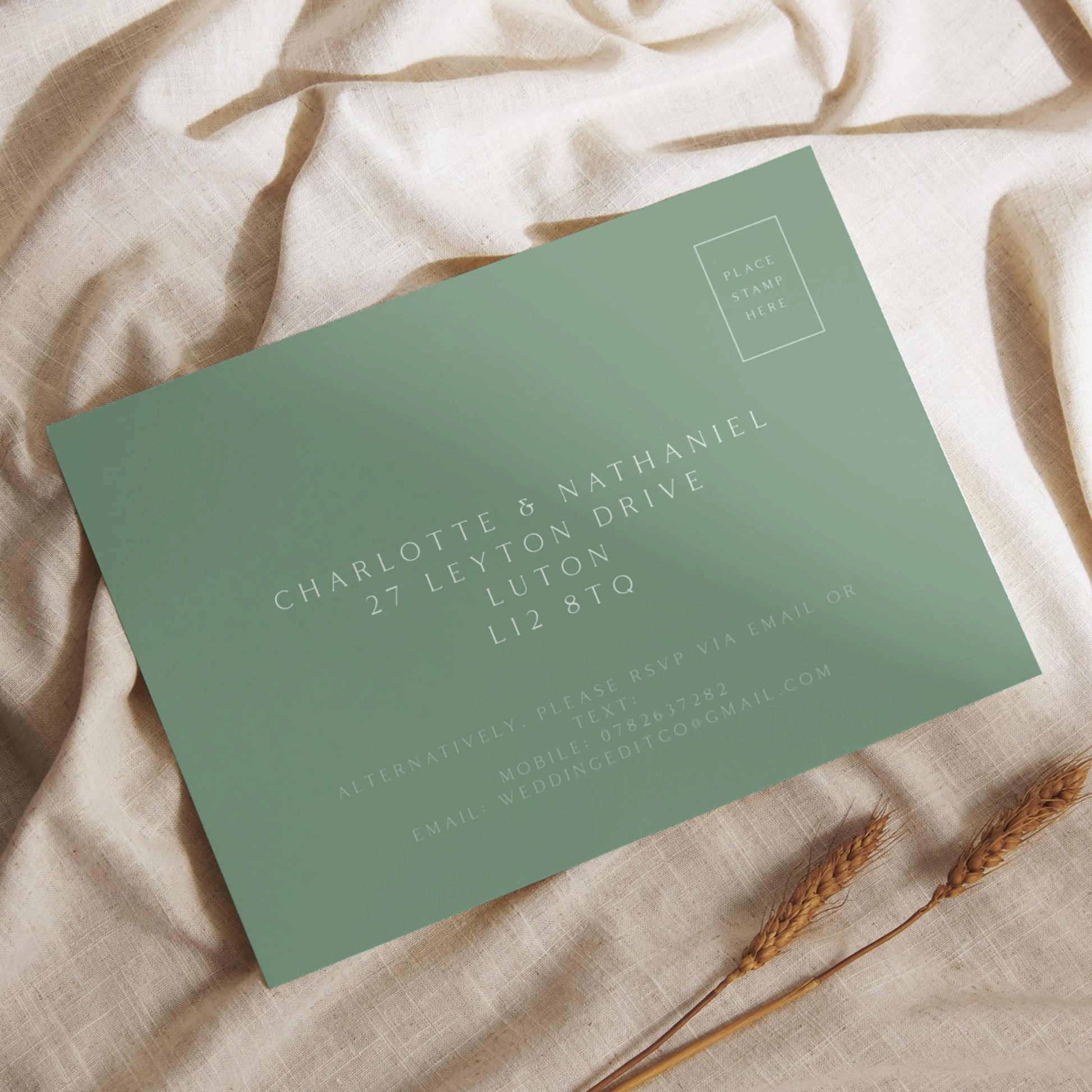 Rose Etching Invite & RSVP (Sage Green)