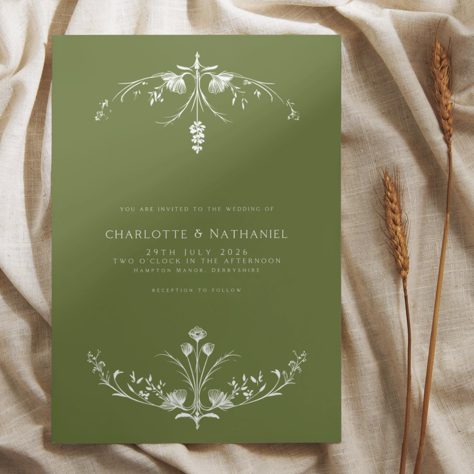 Illustrated Floral Arch Invite & RSVP (Green)